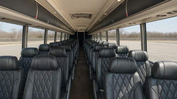 Interior of Charter Bus Company Eau Claire's 50 Passenger Charter Bus in Eau Claire