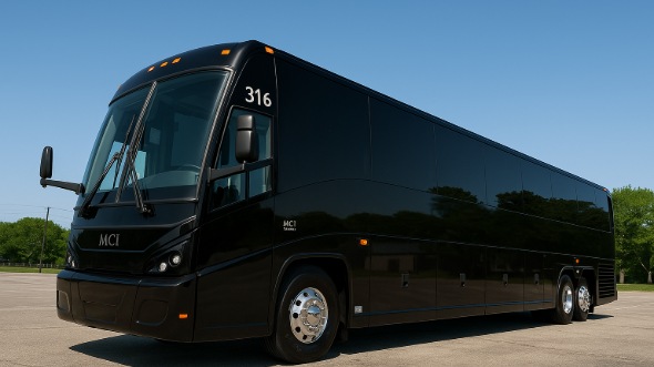 Exterior of Charter Bus Company Eau Claire's 56 Passenger Charter Bus in Eau Claire