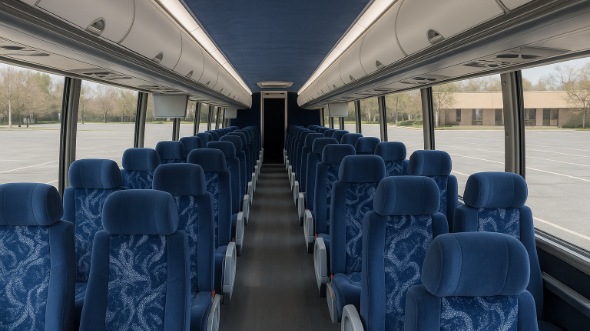 Interior of Charter Bus Company Eau Claire's 56 Passenger Charter Bus in Eau Claire