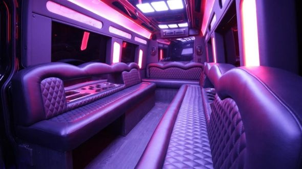 Interior of Charter Bus Company Eau Claire's Sprinter Limo in Eau Claire